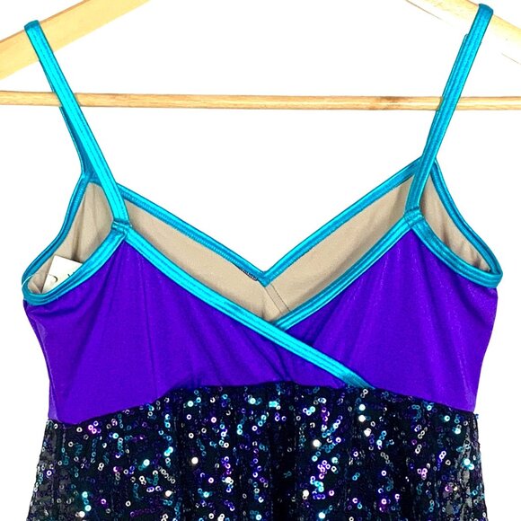 Body Wrappers Luminous Sequins Dance Skate Dress M Purple Black Style Costume - Picture 5 of 10
